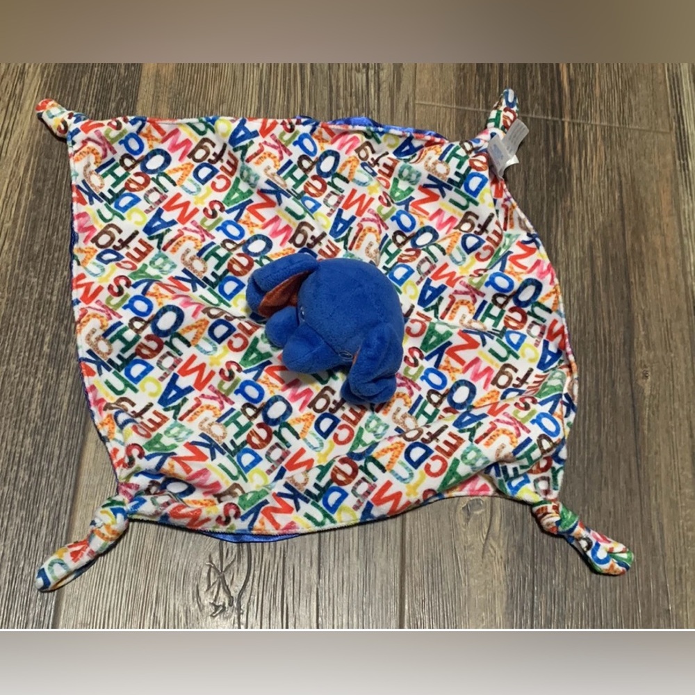 Eric Carle soft ABC blue elephant lovey blanket zoo animal  silky security